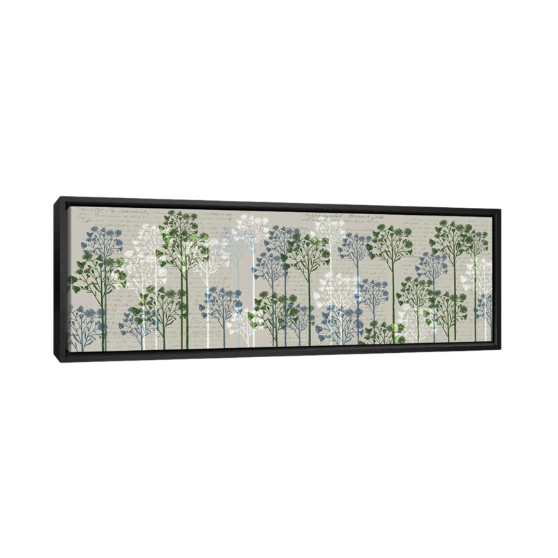 « floral trees ii », reproduction d’impression sur toile, H 12 po x l 36 po x P 1,5 po, Cadre noir
