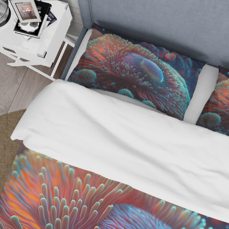 Ensemble de housse de couette en microfibre / polyester In The Ocean, Housse de couette pour grand lit et 2 taies décor