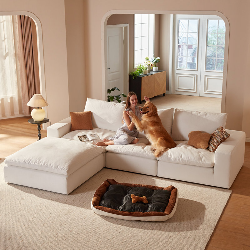 Boneless Oversized Cloud Couch, Comfy L Shaped Sectional Sofa, Extra Wide & Deep Modular Couches For Living Room, Seater With Ottoman