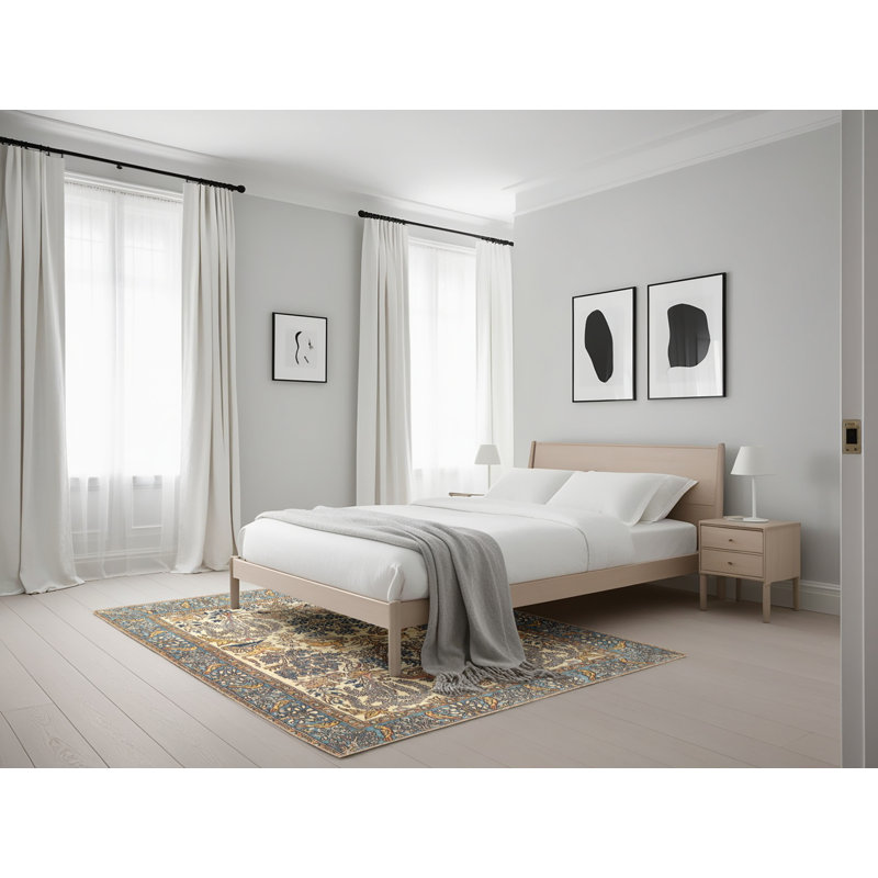 Tapis beige/noir traditionnel, Rectangle 5 pi x 7 pi