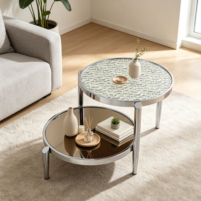 Table basse Abbe, finition verre et chrome