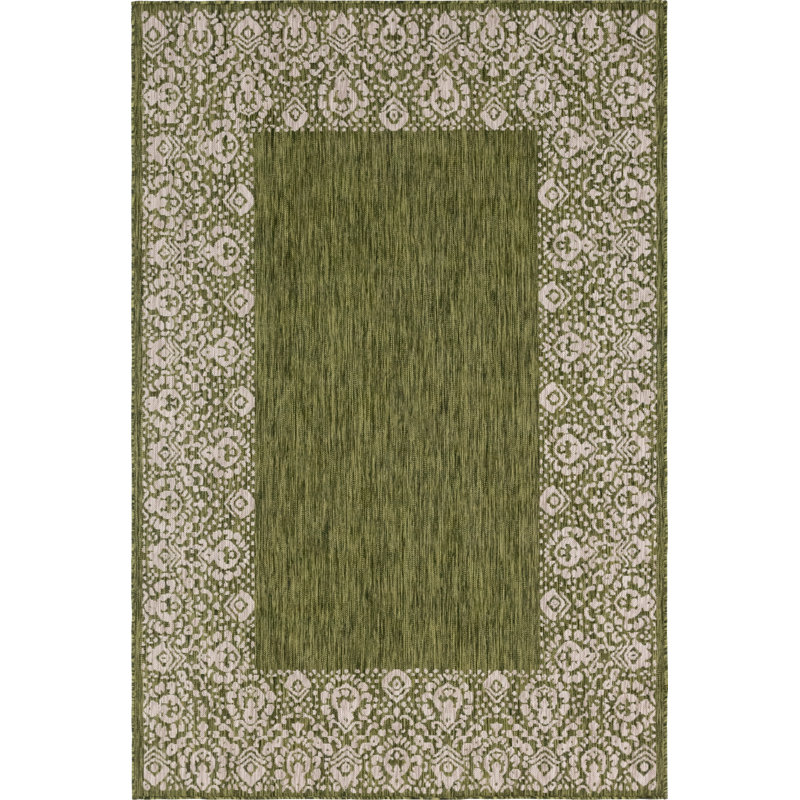 Tapis d'intérieur / extérieur vert Finbar, Rectangle 6 pi 1 po x 9 pi
