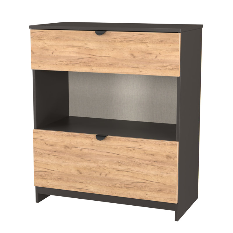 Bernan 74cm W 2 - Drawer Chest of Drawers, Natural/Black