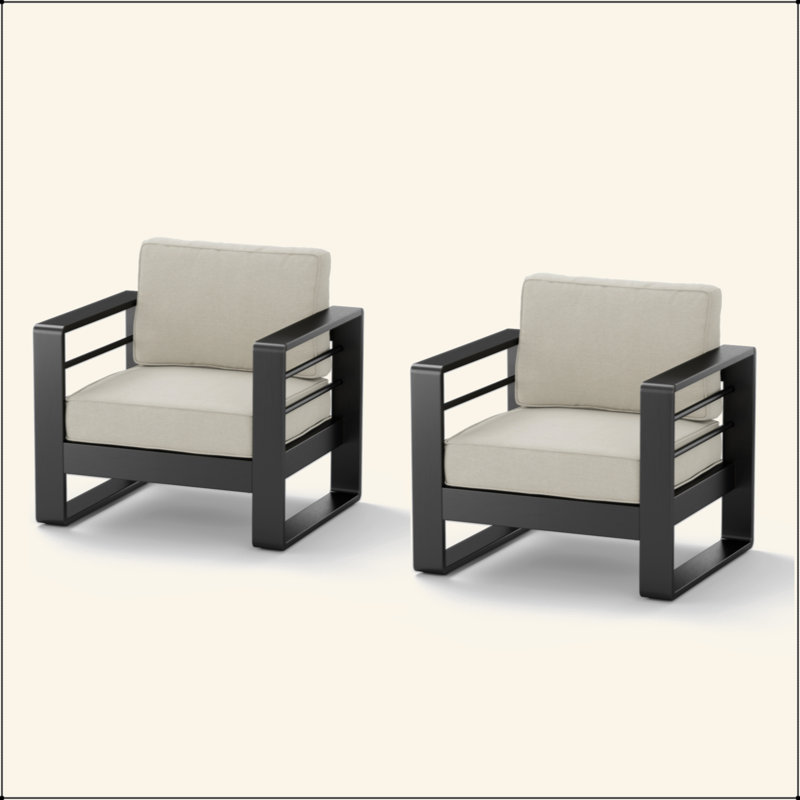 Ensemble de 2 chaises d'extérieur en aluminium avec coussins MAYA BAY PATIO