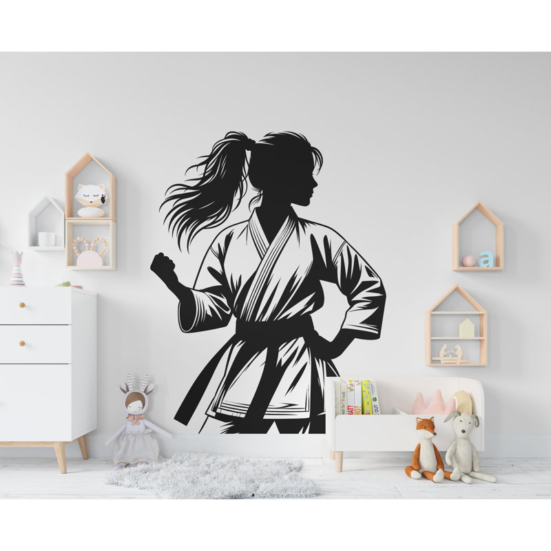 Autocollant mural Karaté fille, Karate, H 58 po x l 44 po, Menthe