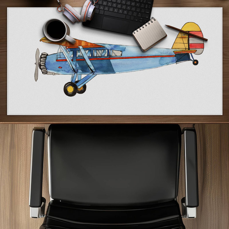 Small blue plane - 15.75"x31.50" Desk mat