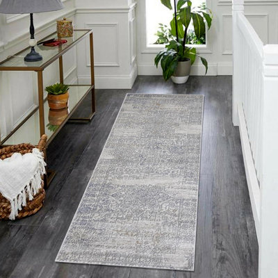 Tapis oriental ivoire et gris