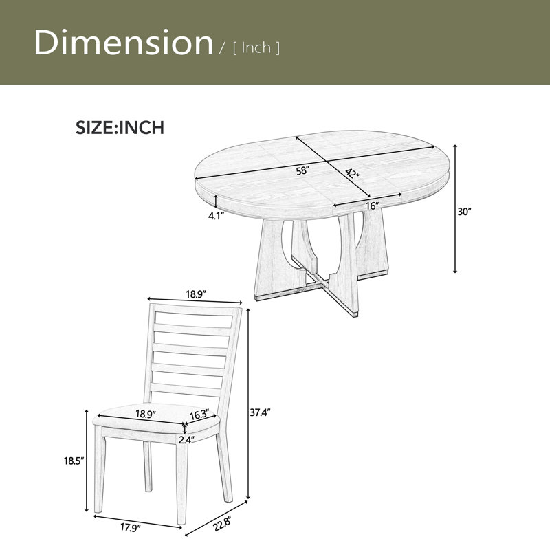 Table de salle à manger ronde pour 4 avec chaises, ensemble de table de salle à manger extensible avec rallonge centrale amovible de 16 po, ensemble de table de salle à manger rétro 5 pièces à motif géométrique unique