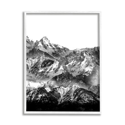 " Snow Cap Mountains High Contrast Black White Landscape " by Shelley Lake
