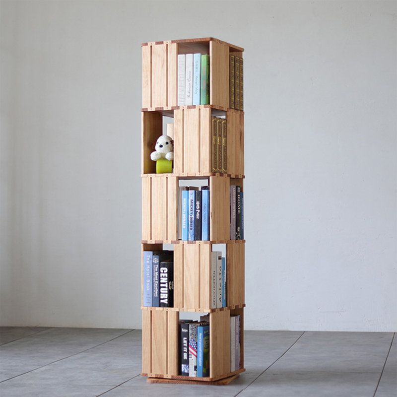 Bibliothèque rotative Burlywood, (5 tablettes) H 65,75 po x l 22,05 po x P 22,05 po