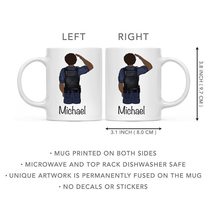 Tasse à café personnalisée, Brun / noir, homme, agent de police 16, Oui