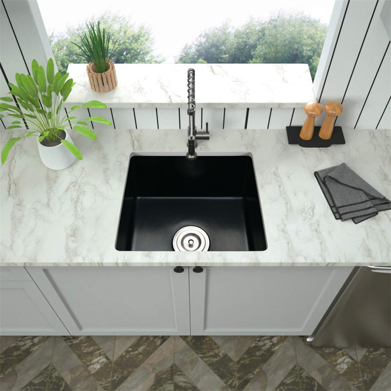 Évier de bar encastrable avec filtre à panier L 18 po x l 16 po Quartz