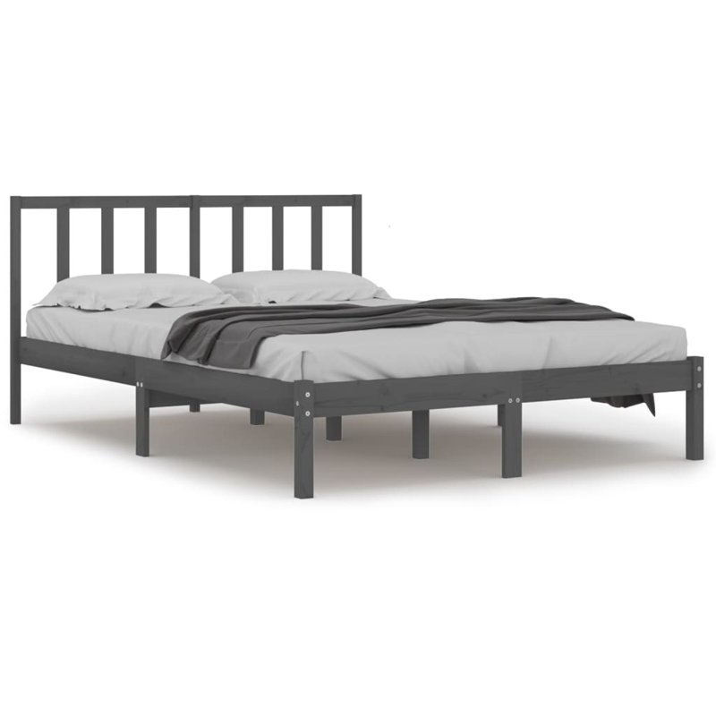 Miten Solid Wood Bed, 200 x 200cm, Grey