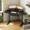 Bureau d'ordinateur de coin à hauteur ajustable avec tiroir