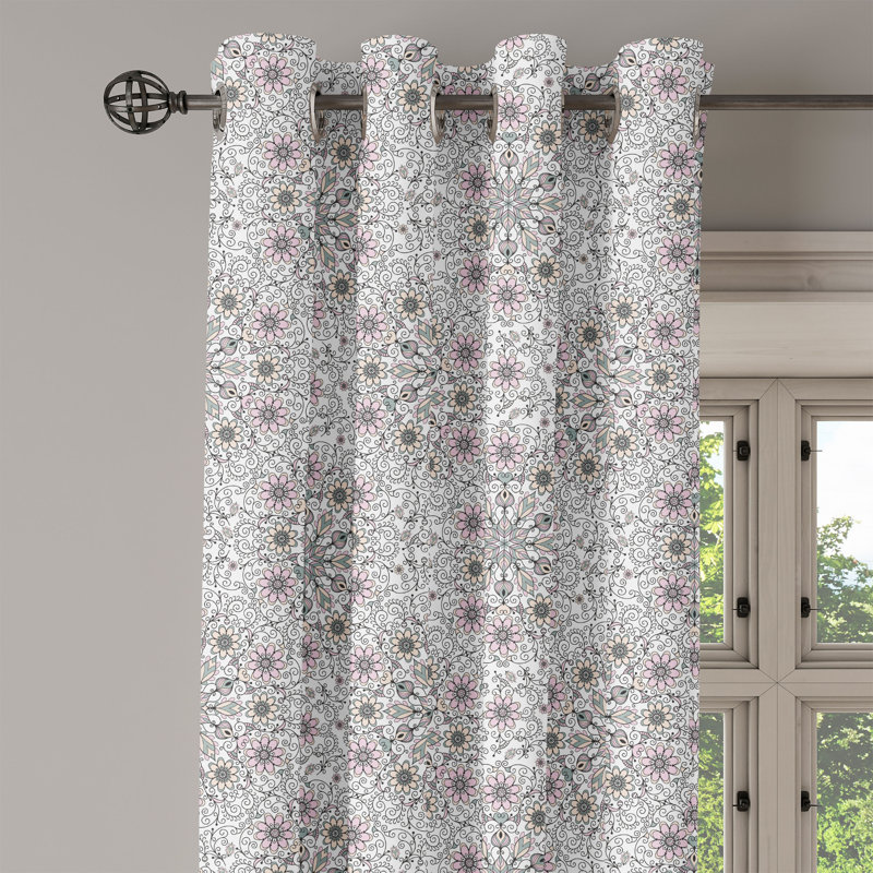 Rideau décoratif à œillets 2 panneaux Dakota Fields, 50 po x 72 po, rose pâle / gris pâle
