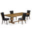 L'ensemble de table de cuisine 5 pièces comprend une table de salle à manger moderne et 4 chaises de salle à manger en tissu de lin noir avec dossier capitonné - Finition noyer antique-1518952806-1531103681