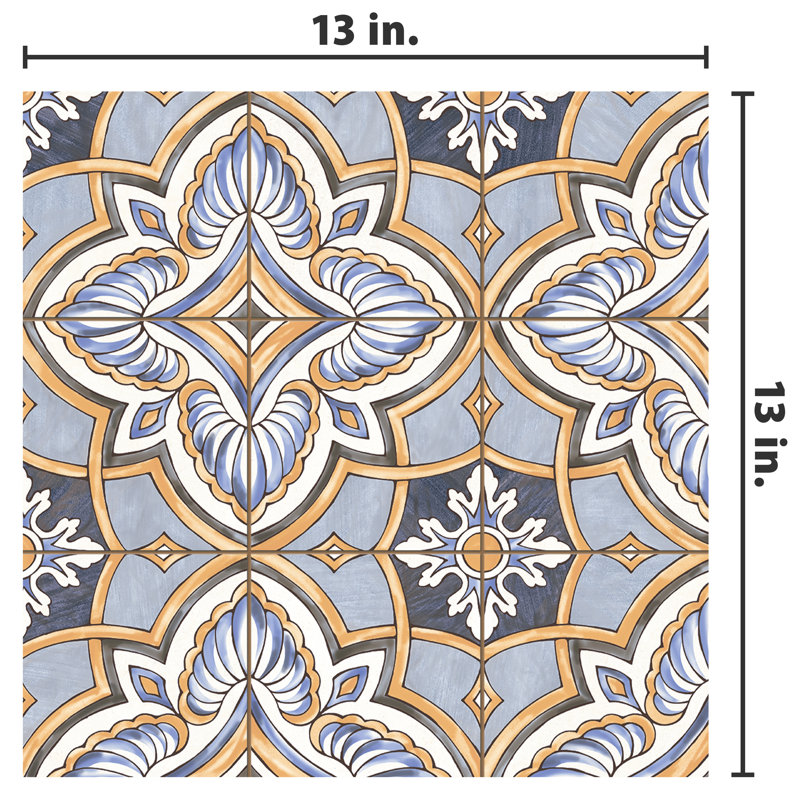 Harmonia 13" x 13" Ceramic Patterned Wall & Floor Tile, Blue