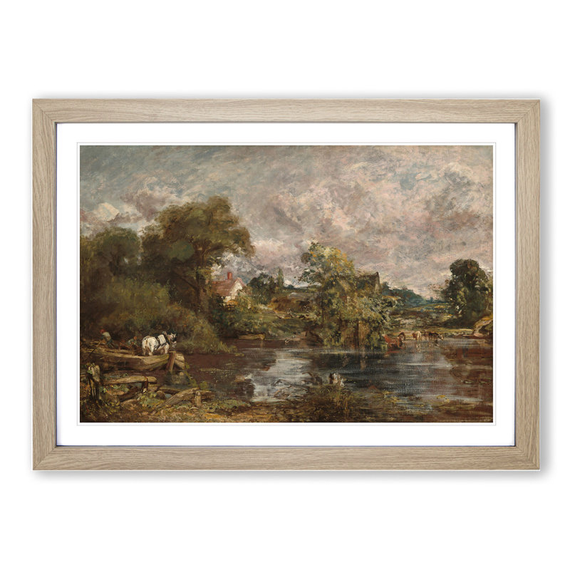 The White Horse by John Constable - Picture Frame Painting on MDF, 48cm H x 65cm W x 2cm D, Oak
