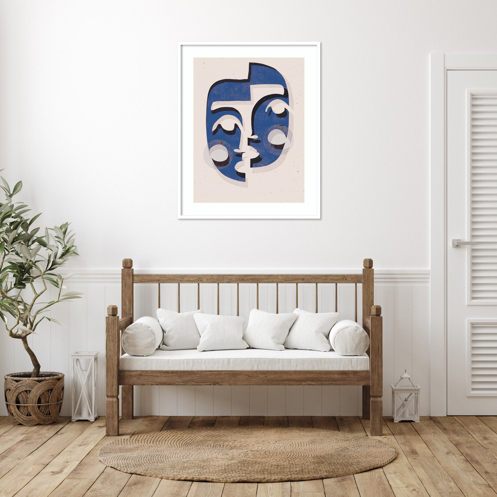 Galya "The Blue Mask" Print by Treechild, White, 41" H x 33" W