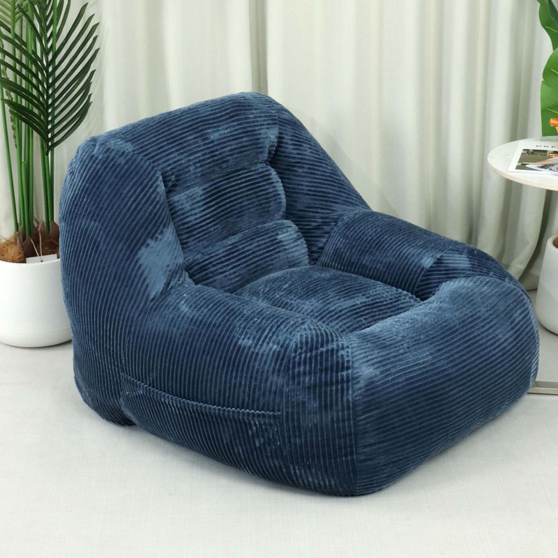Fauteuil à billes confortable en velours côtelé avec support ergonomique, Blue Corduroy