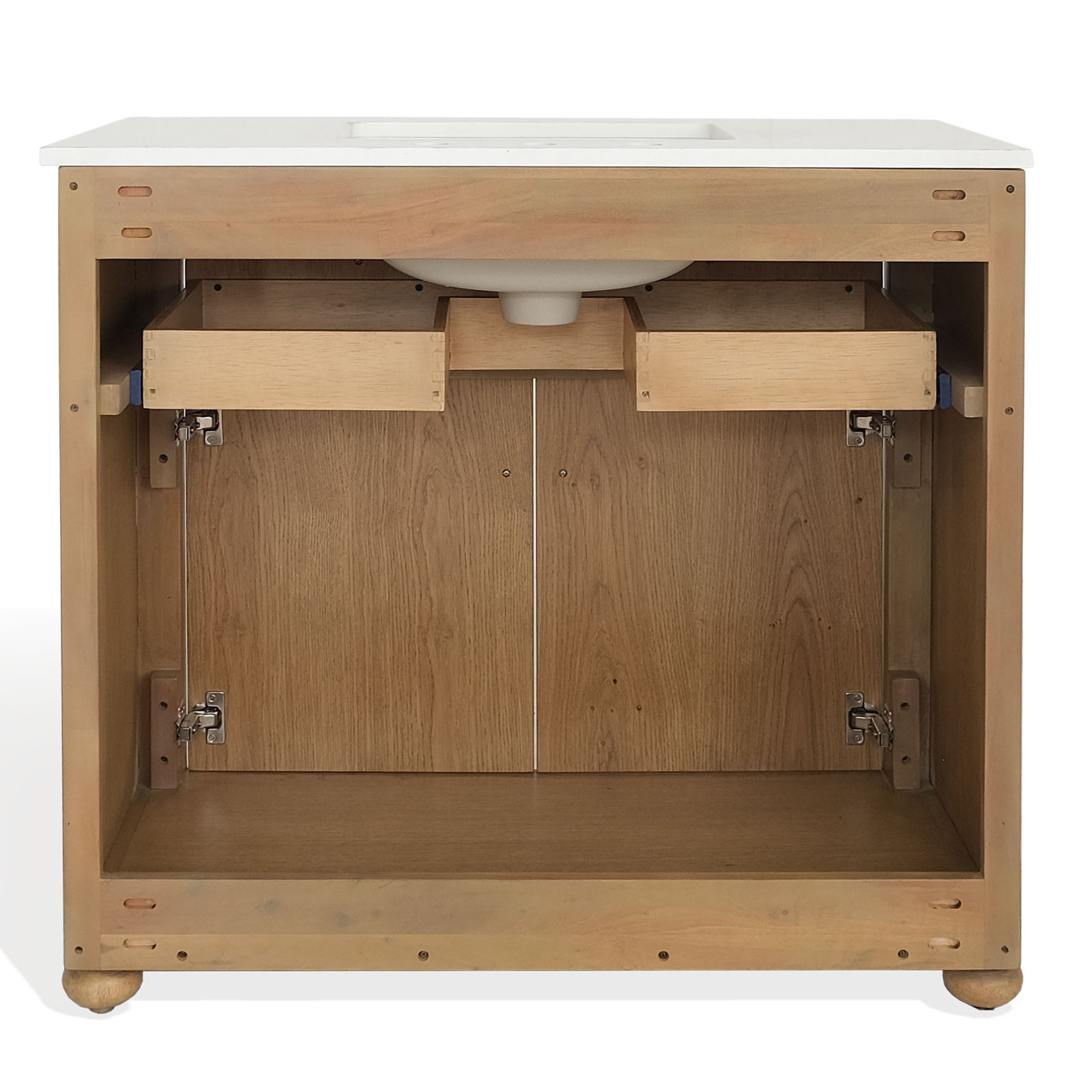 Tata Oak Bunfoot Bathroom Vanity with Quartz Top, 36"