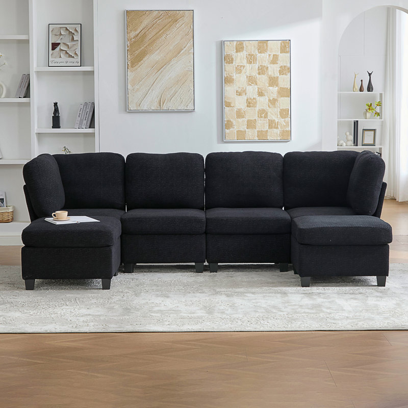 Modular Sectional Sofa: Freely Combinable 6-Seat Convertible Sectionals With Chaise, U Shaped Oversized Sectional Couches With Storage Ottoman For Home Apartment Office