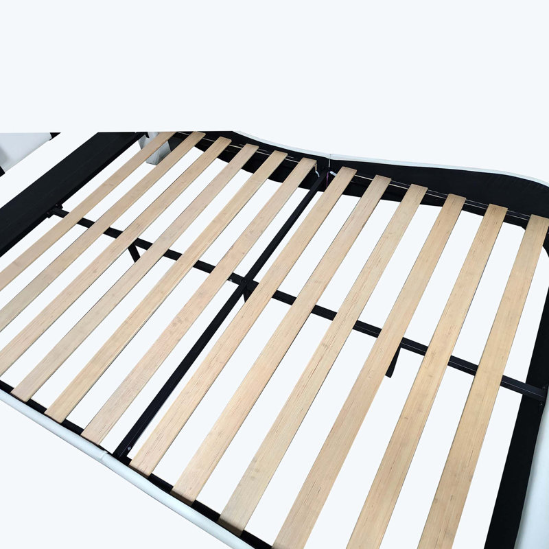 Upholstered Platform Bed Frame with led, Bluetooth connection to play music control, White