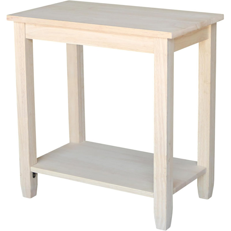 Solid  Accent Table With Customizable Unfinished Design, Sturdy Construction, And Functional Storage Shelf For Living Room Or Entrywa