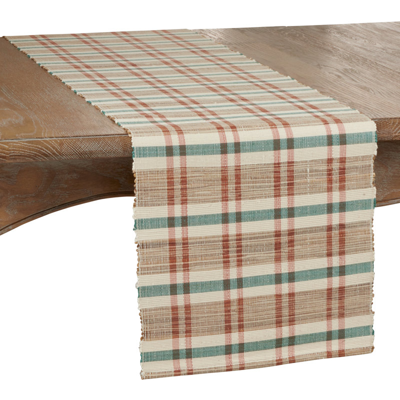 Stokes Plaid Woven Table Runner, 72" L x 14" W, Turquoise