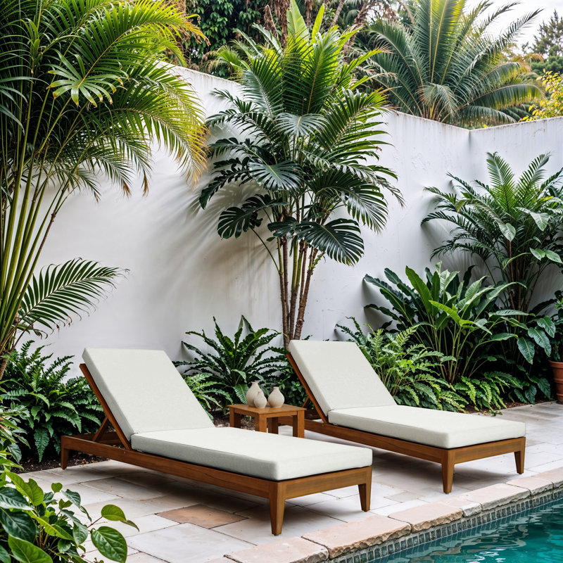 Chaise longue d'extérieur rembourrée en tissu résistant à l'eau Coles, Blanc