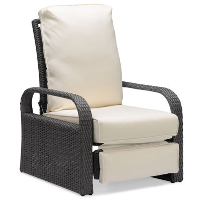 Outdoor all-weather aluminum+PE wicker adjustable lounge chair with cushion