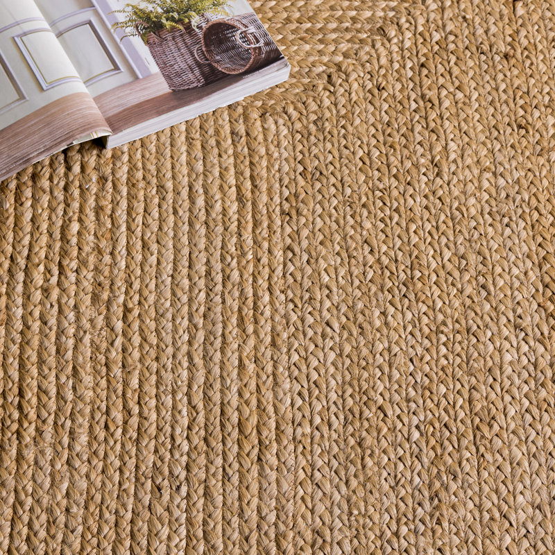 Natural Fiber Handwoven Jute Geometric Indoor Use Only Rug, Rectangle 4' x 6'