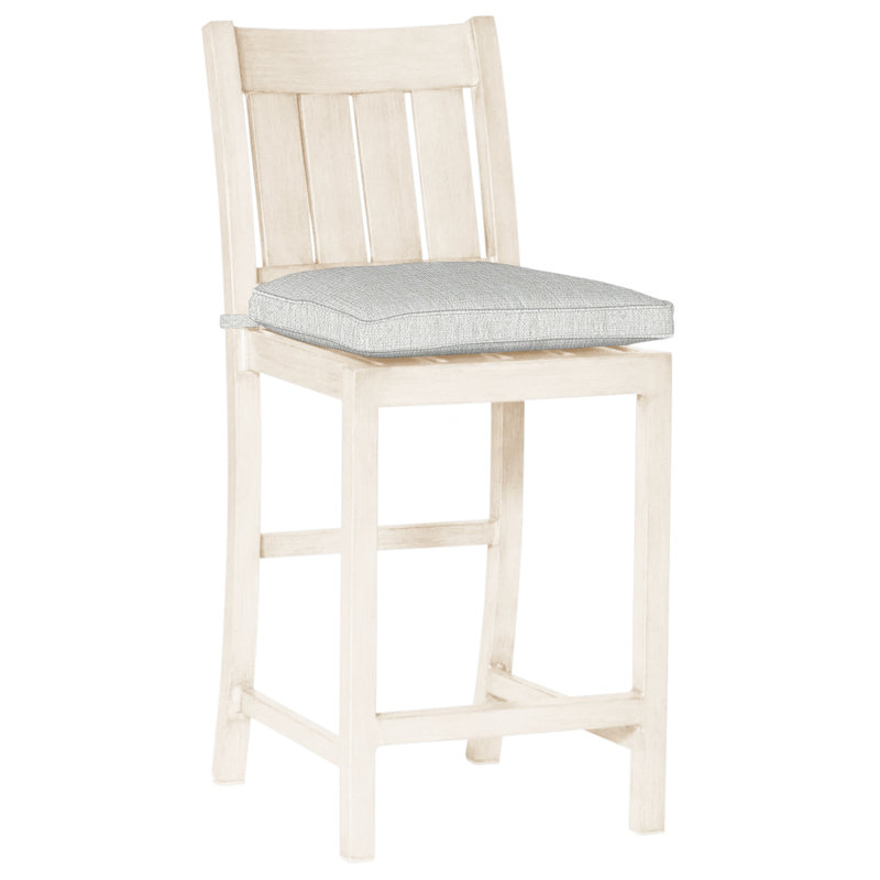 Club 24" Patio Bar Stool with Cushion, Welt, Mahogany, Bali Pearl