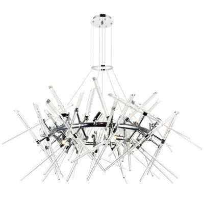 Lustre 12 lumières 42 po en chrome - plafonnier en cristal moderne pour salle à manger, vestibule ou chambre à coucher