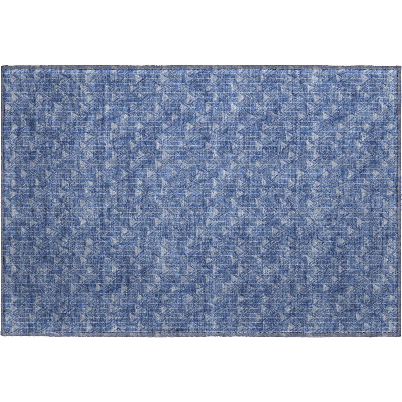Premium Machine Washable Cerrito AMF514 Navy Rug, Rectangle 1'8" x 2'6"