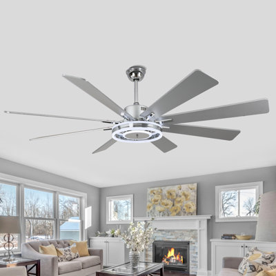 72 Inch Reversible 8-Blade Ceiling Fan With LED Lights, Remote 3-Colour, 6-Speed And Timer