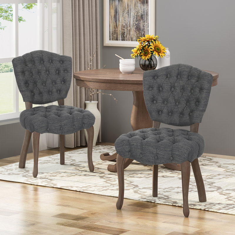Richard Tufted Upholstered Parsons Chair, Charcoal