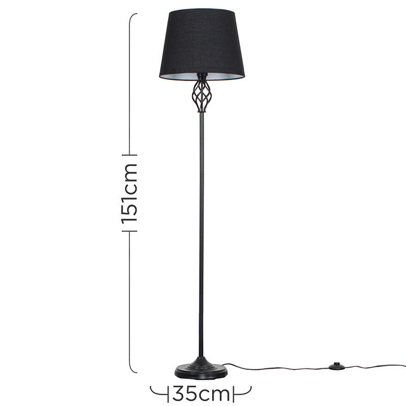 Tegan 151cm Traditional Floor Lamp, Included, Black, Black