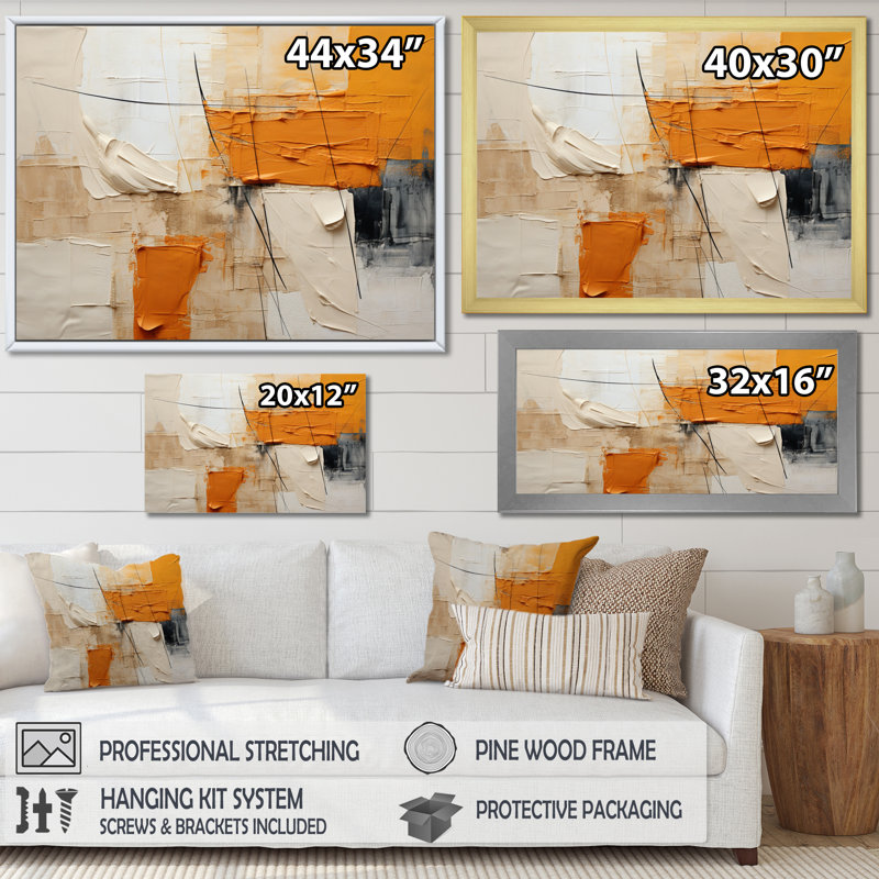 Genard Textile Symphony II - Collages abstraits, impressions sur toile, Sans cadre, H 30 po x l 40 po, Toile tendue