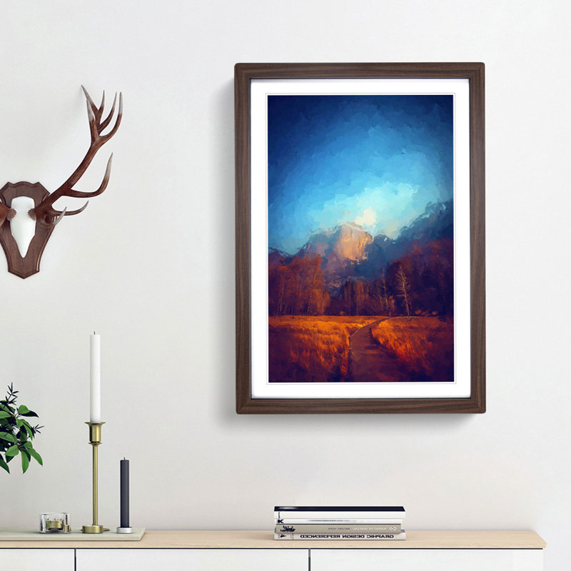 Mountain Path in Abstract - Framed Print, Walnut Framed, 65cm H x 48cm W x 2cm D