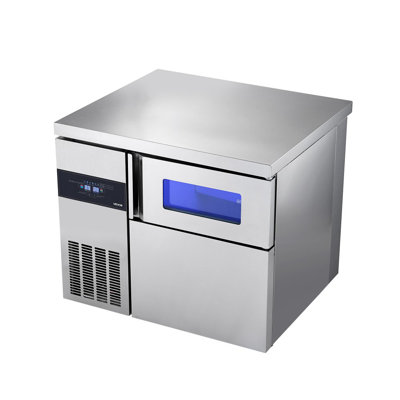Machine à glaçons commerciale, machine à glaçons en acier inoxydable de 220 lb / 24H avec plan de travail, 66 lb de rangement et 108 cubes / cycle, fabrication de glaçons autonettoyante autoportante pour la cuisine du bar, de la maison et du restaurant