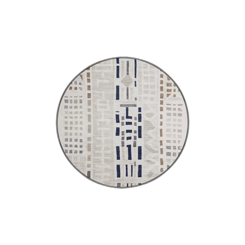 Tapis gris soyeux et moelleux, Rond 6 pi
