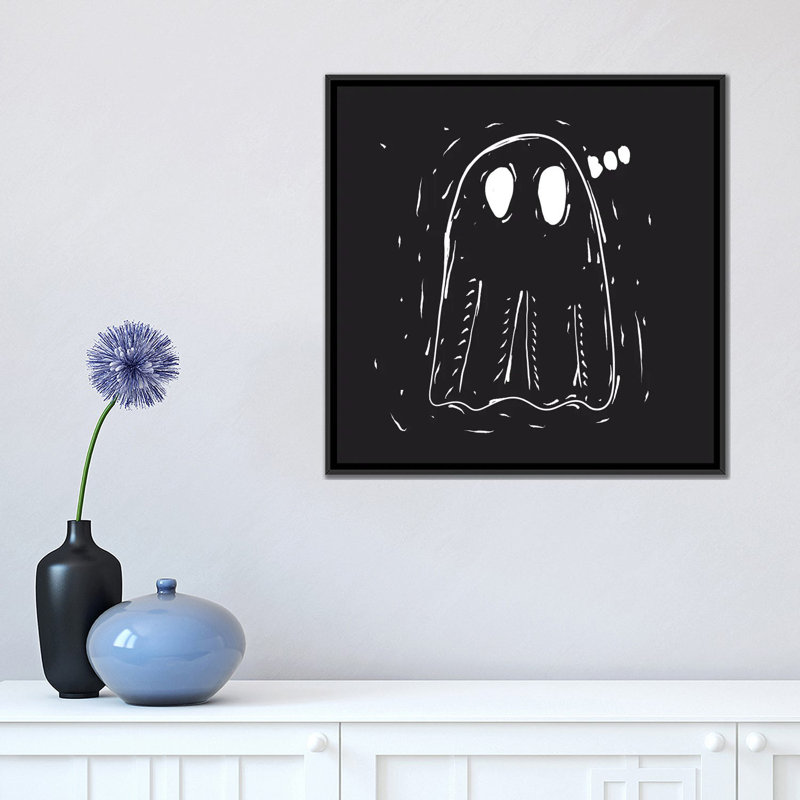 «Spooky Cut Ghost», impression sur toile tendue, H 18 po x l 18 po x P 1,5 po, Toile encadrée noire, Pas de tapis