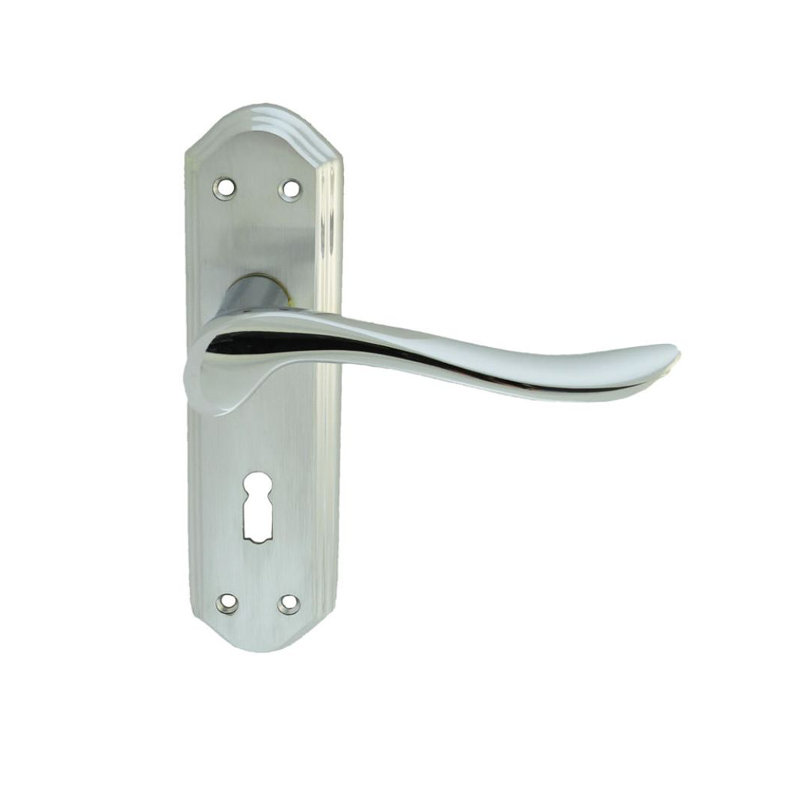 Lytham Lock Door Handle, Polished Chrome/Satin Chrome