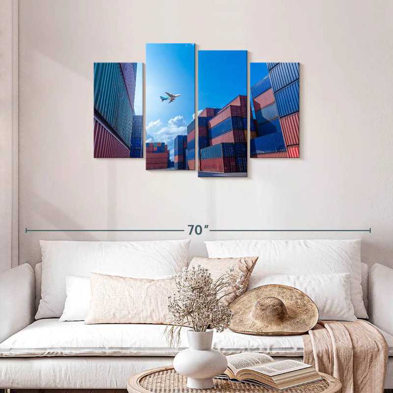Mehar Airplane Over Cargo Warehouse, 27" H x 43" W