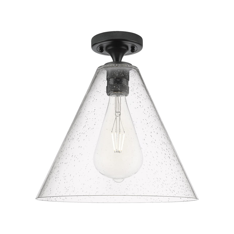 Saavedra - Plafonnier encastré 1 lumière Berkshire, Noir mat, H 9,63 po x l 12 po x P 12 po, Grainé