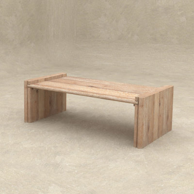 Reclaimed Wood Rectangular Coffee Table, Rustic Solid Wood U-Shape Side Leg Coffee Table, Farmhouse Minimalist Low Accent Table for Living Room