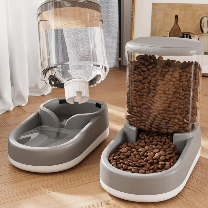 Automatic Pet Feeder With Siphon Device Leak-Proof Large Capacity Water Food Dispenser For Cats Dogs No Plug-In Safe Design