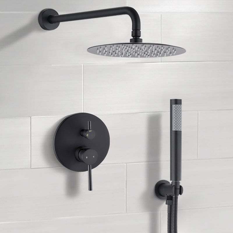 Tête de douche noire matte 10 po: pluie et à main, fabriquée en laiton pour une expérience de bain gracieuse