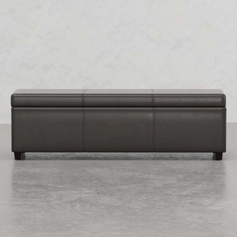 PU Upholstered Storage Ottoman Bench, Dark Brown